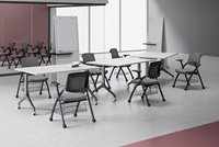 Chaise de bureau ergonomique pliable ZITAI en maille verte, ensemble de chaises de conférence, chaises de salle de formation au design contemporain en tissu