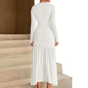 Vestidos de Moda para Mujer, Elegantes, de Encaje, con Cuello Redondo, Color Sólido, Estilo Patchwork - Product Image 6