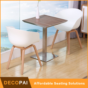 HPL laminado de acero inoxidable superior askew frontera con base de acero inoxidable mesa de comedor para café restaurante - Product Image 2