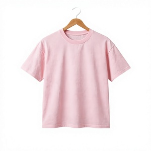 เสื้อยืดแขนสั้นสีชมพูล้วนสำหรับผู้ชาย คอกลม คลาสสิก สบายๆ ผ้าฝ้าย - Product Image 1