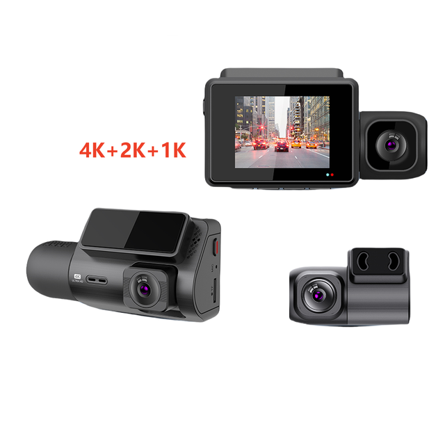 4K+2K+1K 2Inch 4k Car Dash Cam Dash Camera 3 Channel Front and Rear Inside with WIFI GPS Night Vision Parking Monitor for Car