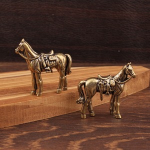 Brass Horse Figurine Zodiac Tea Pet Feng Shui <b>Decoration</b> Living Room Ornament Compact Design Single Piece Package - Product Image 2