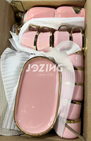 Vente directe d'usine, service de vente en gros de vaisselle de luxe à bord doré, vente par carton, plusieurs couleurs et tailles, vente en gros en stock