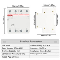 EARU 3P+N WiFi Ewe Linlk Disjoncteur intelligent avec minuterie et relais, commande vocale à distance pour maison, compatible Alexa Google Home, en plastique WIFICB-4P