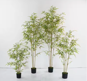 Planta de Bambú Artificial al por Mayor, Decoración Navideña y de Acción de Gracias para el Hogar, Hojas de Seda Verdes, Alta Simulación, Tacto Natural - Product Image 2