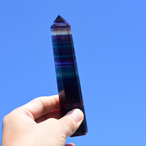 Commercio all'ingrosso Naturale Arcobaleno Intagliato Terminato Fluorite Cristallo Di Quarzo Punti - Product Image 3