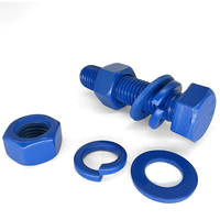 M35 goujon en téflon bleu de haute qualité grand boulon hexagonal en acier allié acier au carbone PTFE M16 boulons à tête hexagonale avec écrous et rondelles