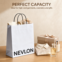 Sac en papier kraft blanc écologique personnalisé avec poignée pour l'emballage des bougies, les cadeaux et les achats