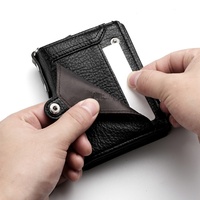 1 Buah Dompet Mini Pria, Dompet Pendek Kulit PU dengan Rantai, Tempat Kartu, Dompet Anti Maling dengan Saku Koin Ritsleting Ganda