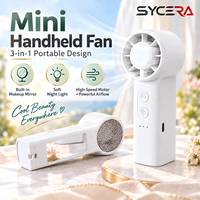 Mini ventilateur portatif avec miroir et lumière nocturne, ventilateur de refroidissement portable rechargeable par USB pour les voyages, le bureau, le maquillage et l'extérieur