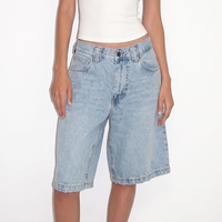 Pantaloon Women's Jeans Custom Factory Soft Comfortable High Waist Light Wash Frayed Wide Leg Denim Shorts