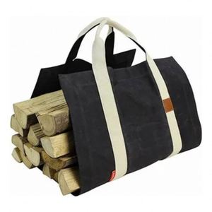BSCI Multipurpose Carrier Bag for Firewood <b>Logs</b>/Waxed Canvas Tote <b>Holder</b> with Fireplace/Pure Leather for Outdoor Camping - Product Image 4