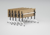 Table d'étude pliable en bois écologique au design moderne avec roulettes, étagère de rangement en acier et fonction extensible pour conférence