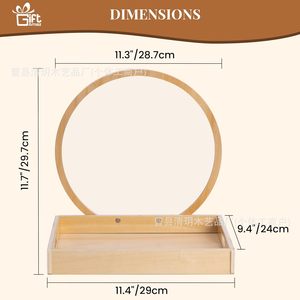 Wooden Gift <b>Basket</b> With Arched Display Board Natural Wood Color Birthday Decorative <b>Tray</b> For Party DIY Gift - Product Image 4