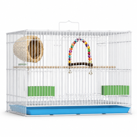 Petite cage à oiseaux rectangulaire en fil métallique avec plateau extractible 35x25x26cm, espacement des barres de 1cm pour perroquet, pinson, canari