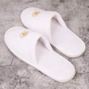 Zapatillas desechables personalizadas de hotel de lujo al por mayor con suela de algodón suave color blanco personalizado - Product Image 4