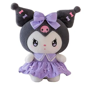 2024 gaun putri Kawaii Kuromi mainan mewah Cinnamoroll gaun busur boneka mewah My Melody bantal lempar mewah