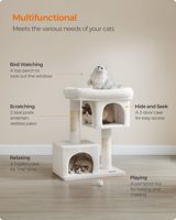 Arbre à chat Starmoon, tour pour chat, condo en peluche pour grands chats jusqu'à 7,2 kg, griffoir, blanc