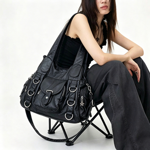 Bolso <span class=keywords><strong>de</strong></span> Hombro Estilo Motociclista Y2K para Mujer, Gran Capacidad, con Remaches, Estilo Urbano - Product Image 2
