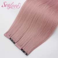 Extensions de cheveux à bandes adhésives noires 100% cheveux humains 22 pouces Cheveux vierges russes Remy lisses Double Drawn Extensions à bandes adhésives Cheveux humains