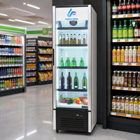 Réfrigérateur commercial à porte vitrée simple pour boissons, 215L, R290, refroidissement par ventilateur, 1,5 kWh/jour, économie d'énergie, pour supermarchés et magasins de proximité