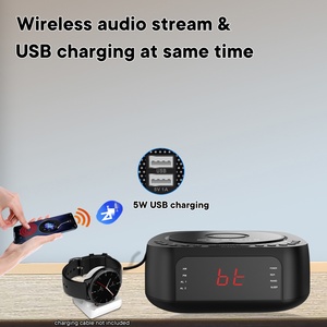 Lecteur <span class=keywords><strong>CD</strong></span> DVD portable BT avec télécommande, écran LCD, horloge, <span class=keywords><strong>MP3</strong></span>, Walkman, lecteur de disque USB, radio FM, port AUX, stéréo, charge USB pour téléphone - Product Image 6