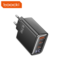 Chargeur rapide multiport USB Type C GaN Toocki PD 67W/33W pour accessoires mobiles avec affichage numérique
