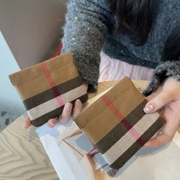 Dompet Kotak-kotak Klasik Modis Dompet Saku Portabel Penyimpanan Kabel Data Earphone Tas Mini Dompet Tempat Kartu Billetera De Lujo