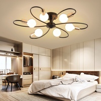 Plafonnier LED en fer forgé de style nordique, simple, moderne, créatif, chaleureux et romantique pour chambre à coucher
