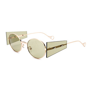 Round <b>Sunglasses</b> Full Rim <b>Gradient</b> Lenses UV400 Unisex Punk Style Sun Protection Adult Metal Frame - Product Image 5