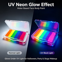 Palette de peinture corporelle néon 6 couleurs pour maquillage de fête, Halloween, cosplay, art UV, arc-en-ciel, à base d'eau, pour visage et bébé - Grande Vente