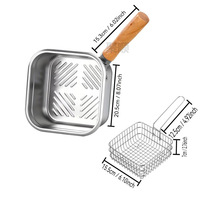 Friteuse carrée en acier inoxydable de style japonais Cuiseur à tempura portable Usage domestique Cuisson extérieure Pot à lait Boîtes à lunch pour nouilles