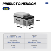 Alpicool Mini réfrigérateur rechargeable 12 volts, refroidisseur électrique portable, congélateur avec batterie intégrée en option, OEM/ODM