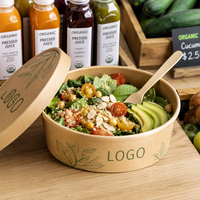 Bol à salade jetable haut de gamme en papier, design personnalisé, bol à pâtes en papier kraft pour restauration rapide, emballage de salade pour traiteur