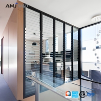 Büro-Sicherheitsglas-Jalousiefenster Belüftet Schalldicht Aluminiumrahmen Verstellbares Lamellenfenster