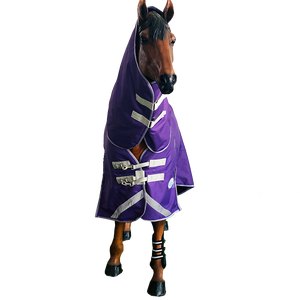 Fanfaree, Прямая продажа с фабрики, зимняя комбинированная шея, двойная нагрудная Пряжка, фиолетовое прочное утепленное одеяло для коня - Product Image 5