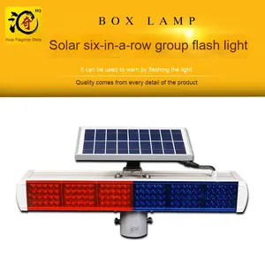 Feu de signalisation solaire double face à 6 lumières LED rouge et bleue pour la promotion du plastique stroboscopique de barrage routier pour les installations routières - Product Image 4