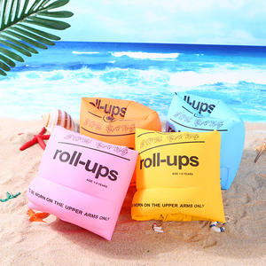 Flotadores de brazo inflables Shu Wang Roll-Ups para niños de 1 a 6 años, equipo de seguridad para nadar, color amarillo sólido, material de PVC. - Product Image 2