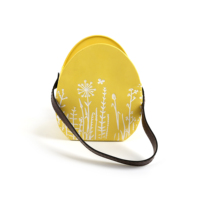 Vente en gros usine : Joli pot de fleurs suspendu en métal jaune durable en forme d'œuf à rayures blanches, pour la maison et le jardin, emballage cadeau