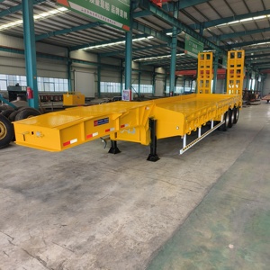 40ton 80T 100 Ton 3 4 Axles Low Bed Boy Deck Remolque de <span class=keywords><strong>carga</strong></span> plano Cuello de cisne Excavadora Transporte Lowbed Truck <span class=keywords><strong>Trailers</strong></span> - Product Image 3