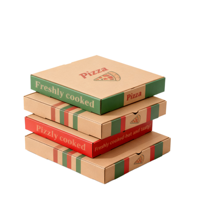 Cajas de cartón corrugado kraft desechables plegables personalizadas para pizza de 13 pulgadas con logo para alimentos.