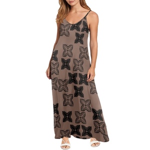Elegante Vestido de <span class=keywords><strong>playa</strong></span> estampado a pedido telas hawaianas diseño personalización Casual <span class=keywords><strong>fiesta</strong></span> Slip vestido hasta el suelo <span class=keywords><strong>para</strong></span> mujer - Product Image 4