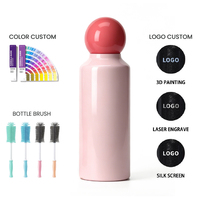 Bouteille d'eau portable de 380 ml/480 ml en forme de cône conique avec couvercle sphérique, double paroi isolée sous vide pour une rétention du froid