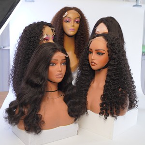 VENTE FLASH 2025! Perruques bouclées cheveux humains 100% Vietnames cheveux Machine Double trame prêt à expédier peut couleur blanchie - Product Image 4