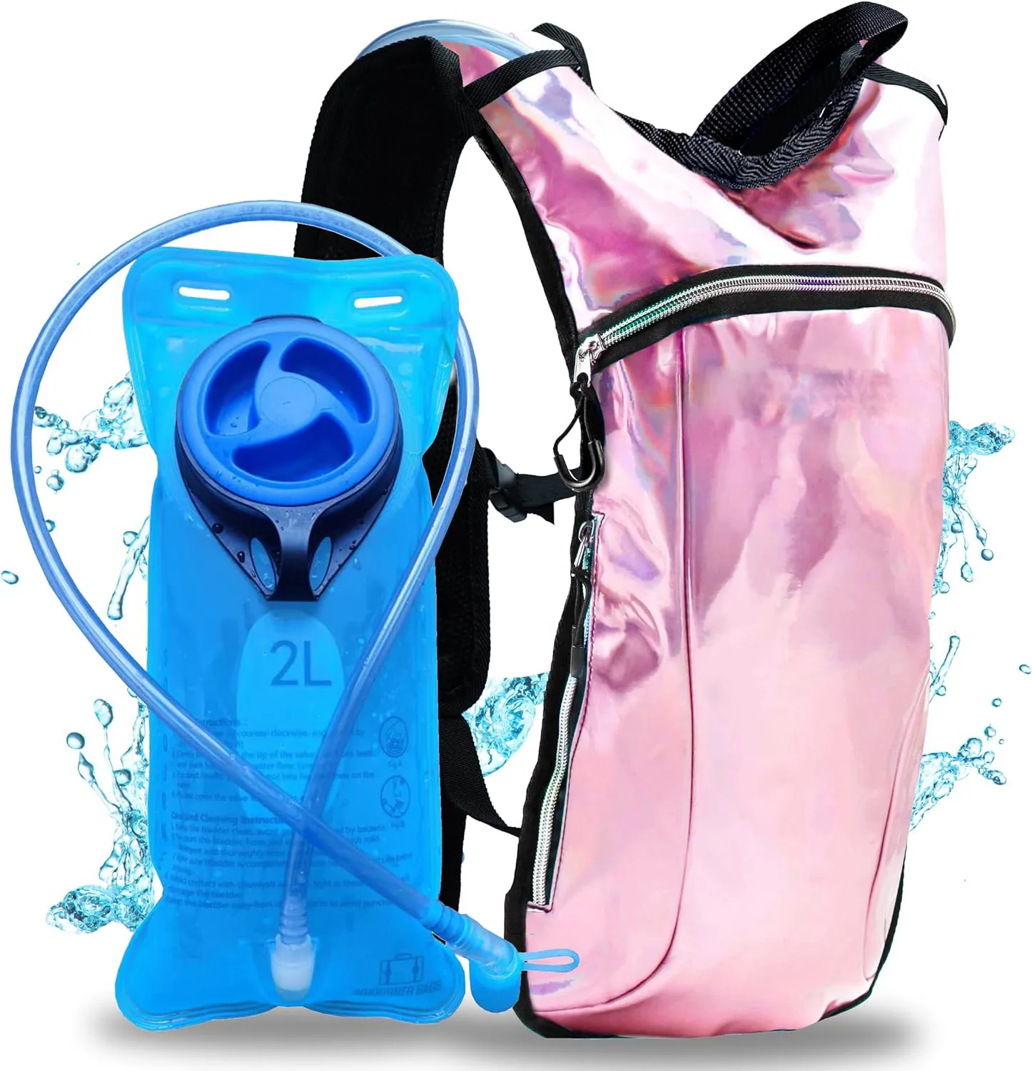 Mochila de hidratação para ciclismo, corrida, rave, resistente à água, personalizada, holográfica e reflexiva, atacadista