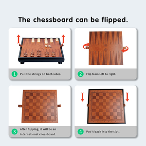 Backgammon <span class=keywords><strong>2</strong></span> trong <span class=keywords><strong>1</strong></span> và quân cờ hộp cờ vua đặt sơn da cao cấp trò chơi gia đình Câu Đố phổ biến - Product Image 2