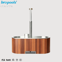Bain à remous de luxe 2026 au design moderne, extérieur, à bois, pour 2 personnes, en cèdre avec revêtement en acier inoxydable 304, pour jardin, loisirs et spa