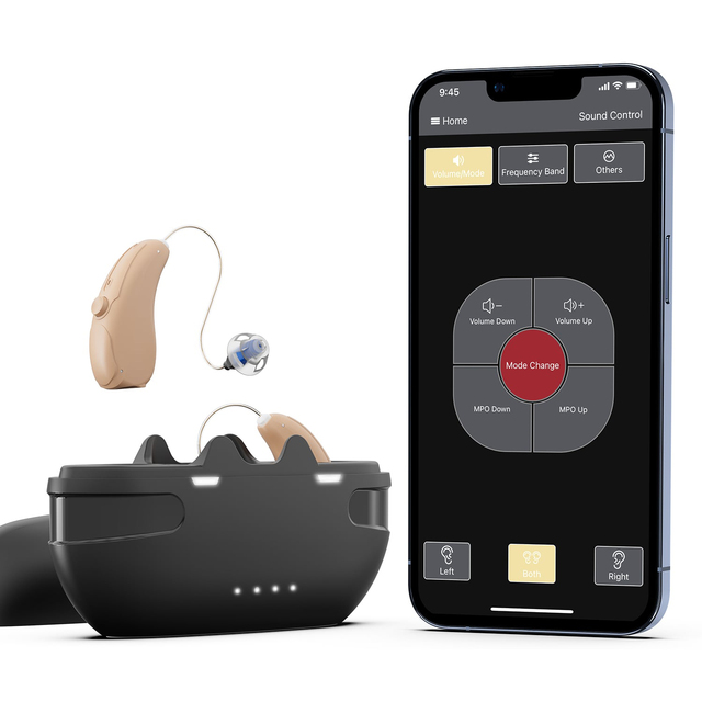 Free Sample OTC High Quality Wireless App Control Blue Tooth Rechargeable BTE RIC Digital Hearing Aids