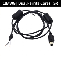 Cable de alimentación blindado DIN de 4 pines 1185 18AWG con núcleos de ferrita dobles y alivio de tensión