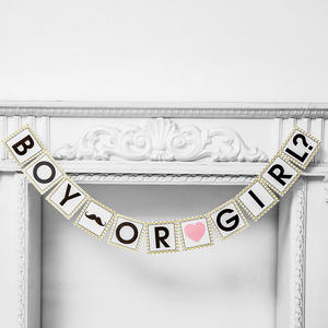Personnalisable Vintage Or Bordure IT'S GIRL Lettre Fleur Drapeau Levant Décorations Murales Bébé Fille Garçon Fête D'anniversaire Tir - Product Image 5